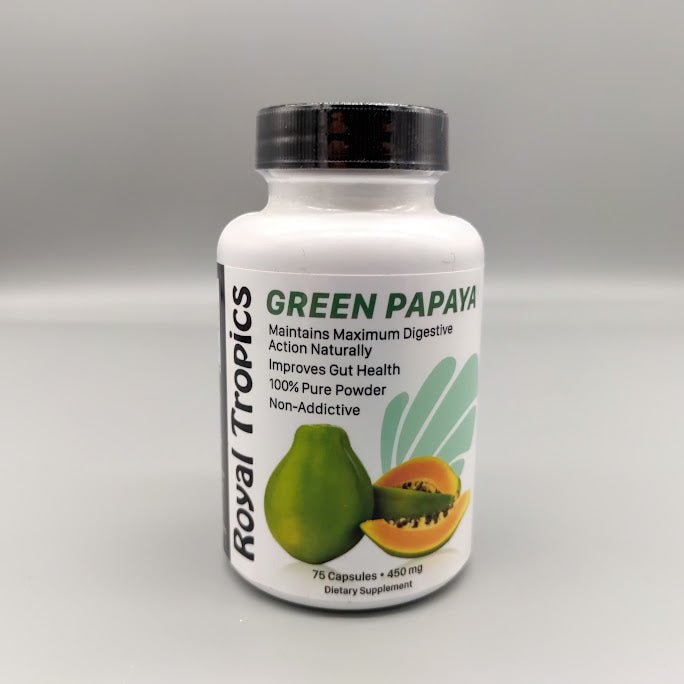 Green Papaya Digestive Enzymes 75 capsule de Royal Tropics (foto de archivo)