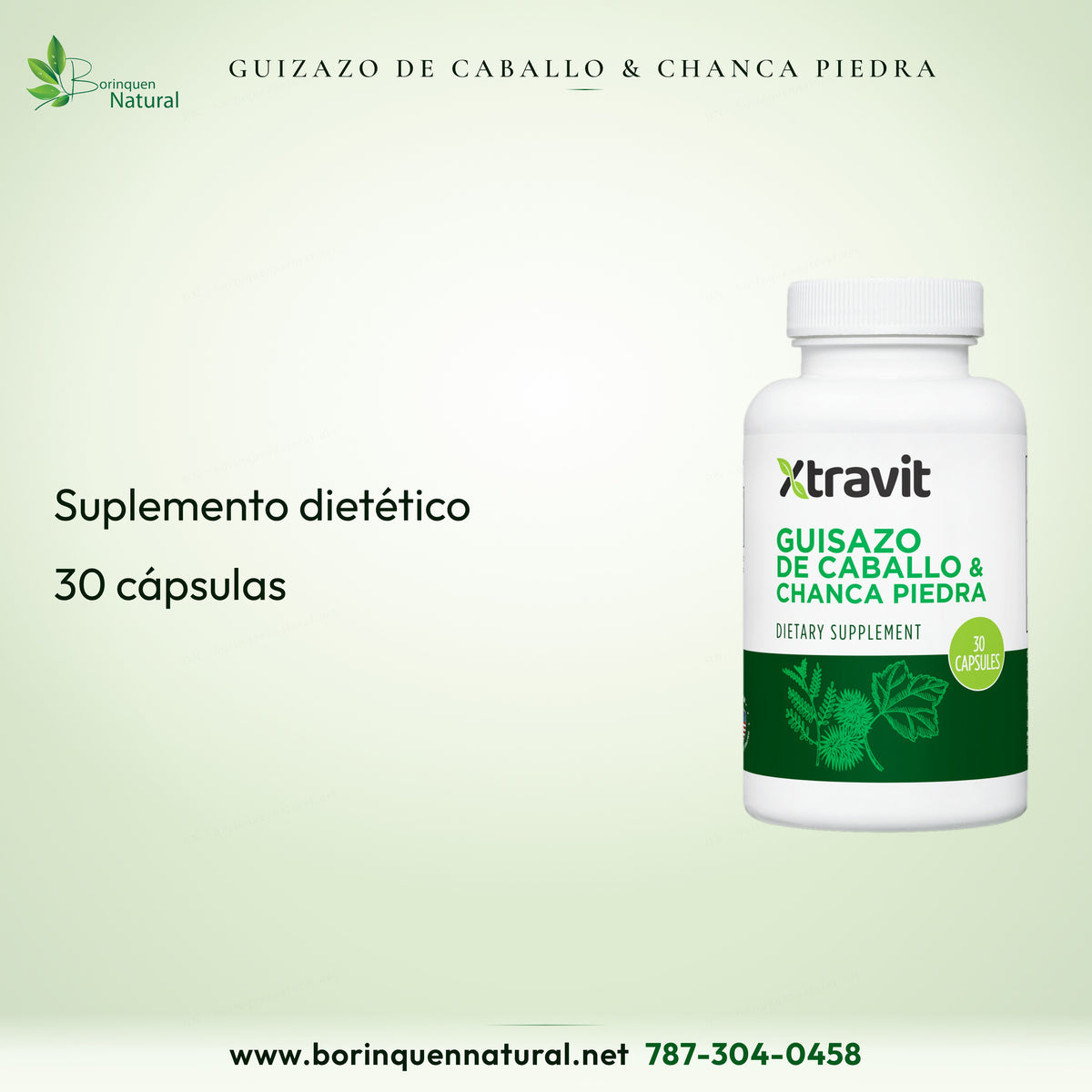 Guizazo de Caballo y Chanca Piedra Xtravit: suplemento dietético, 30 cápsulas.