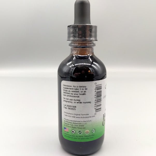 Hormonal Changease Christopher's, gotas de hierbas sin alcohol, 2 oz — vista posterior del envase