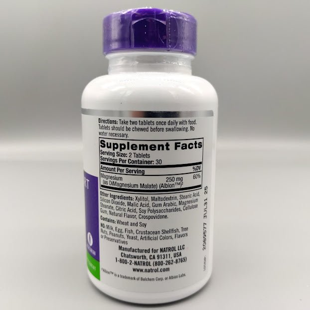High Absorption Magnesium - 250Mg - 60 Chewable Tablets (foto de archivo)