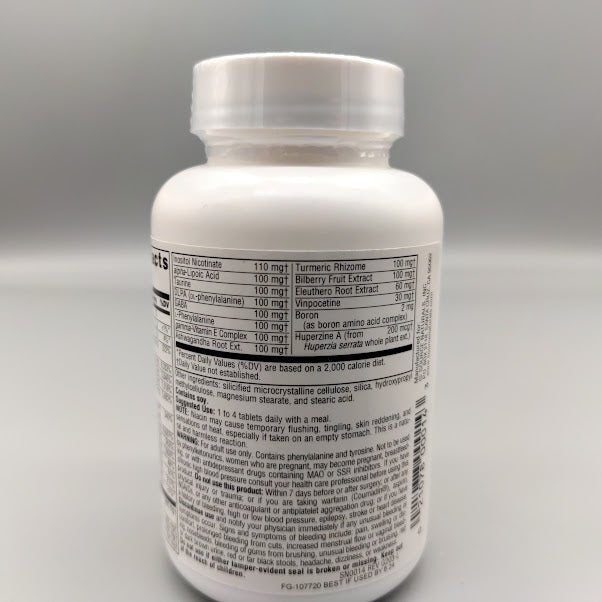 Higher Mind 30 Tabletas con Fosfatidilserina para Memoria de Source Naturals — vista posterior del envase