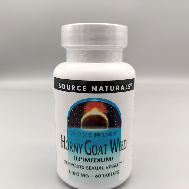Horny Goat Weed 1000 mg Source Naturals, frasco de 60 tabletas (foto de archivo)