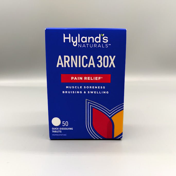 Caja de árnica Hyland's 30X con 50 tabletas sublinguales (foto de archivo)