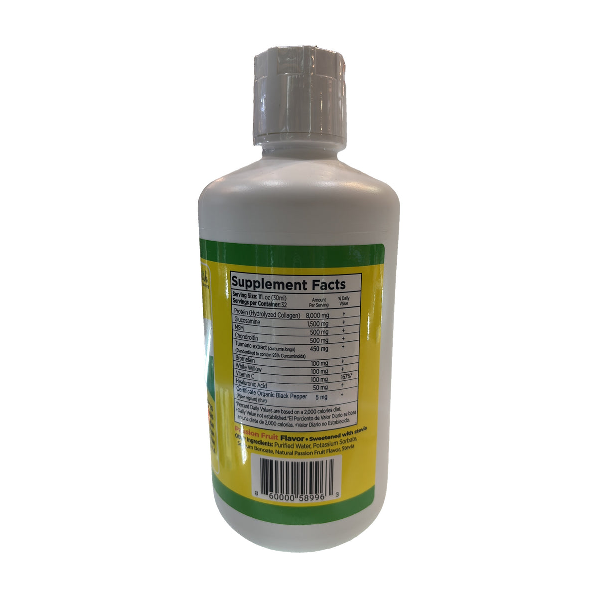 Colágeno líquido Irish Supplements 32 fl oz, Supplement Facts (foto de archivo)