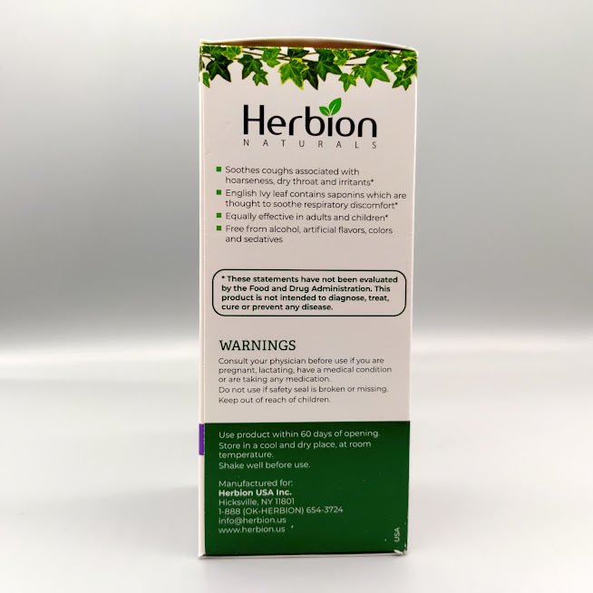 Ivy Leaf Syrup with Thyme - 5 Oz de Herbion Naturals — vista posterior (foto de archivo)