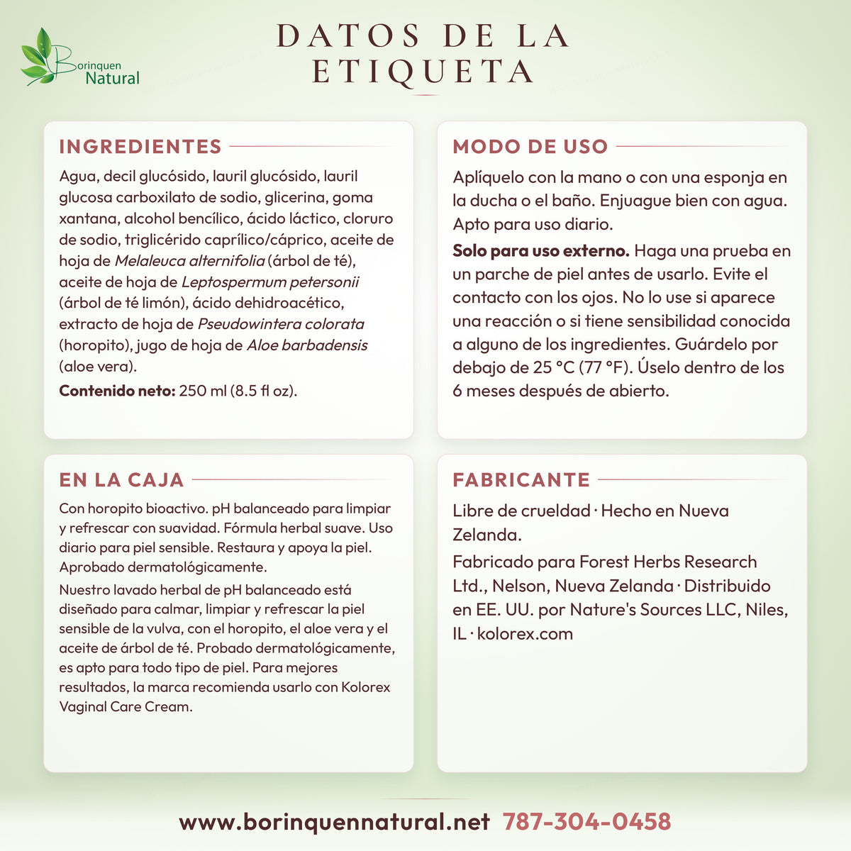 Datos de la etiqueta de Kolorex Daily Wash: ingredientes, modo de uso, avisos y lo que dice la caja