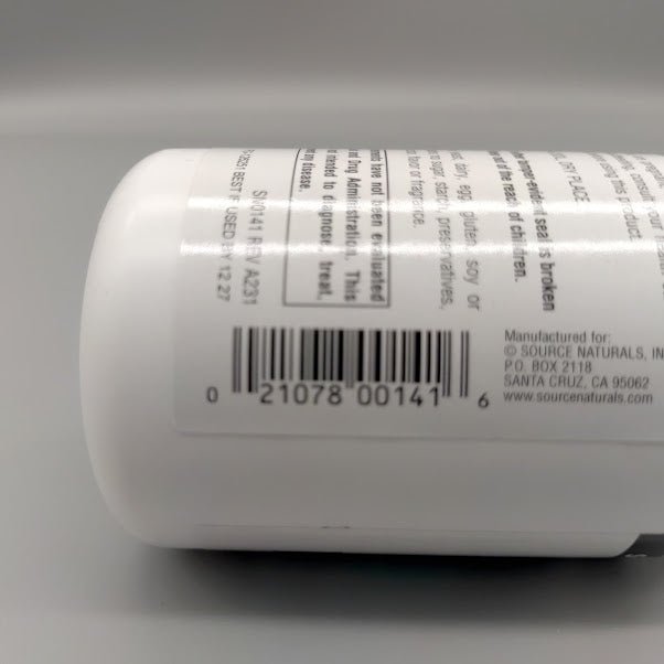 L-Lysine - 1000mg - 50 Tablets de Source Naturals — vista posterior