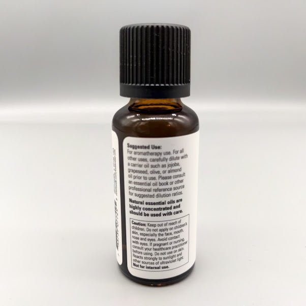 NOW Lemon and Eucalyptus Blend 1 oz aceite esencial — vista posterior del envase