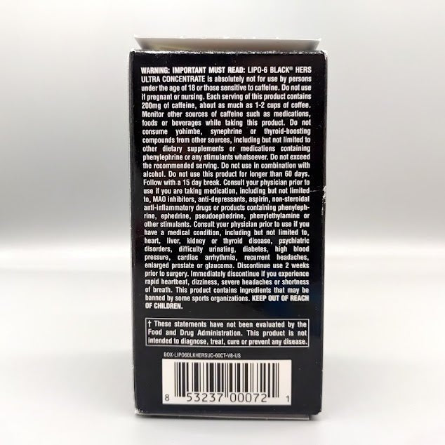 Lipo 6 - Black Hers - Ultra Concentrate - Extreme Weight Loss Support - 60 Black Capsules — vista lateral