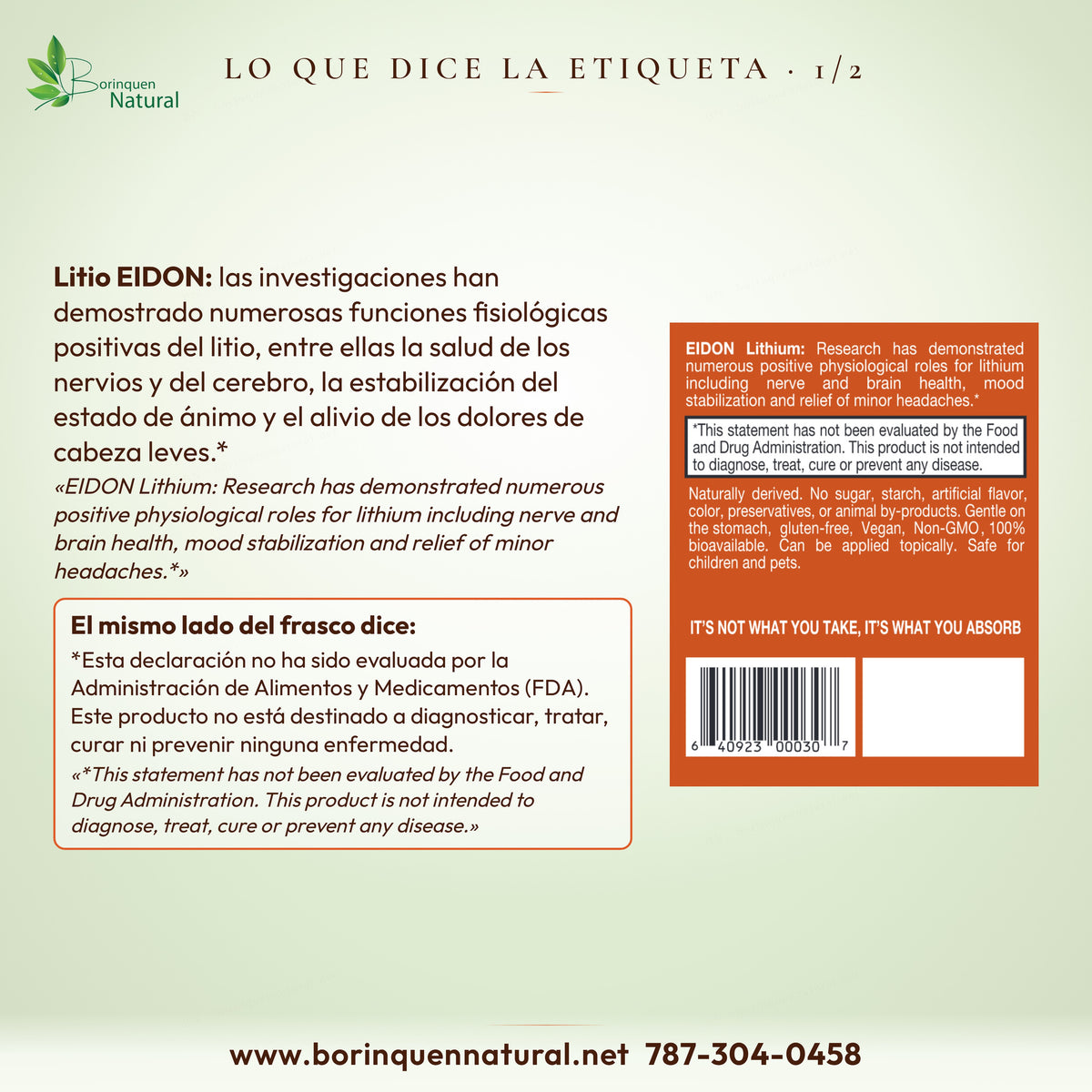 Lo que dice la etiqueta del Litio Eidon: funciones del litio en la salud de los nervios y del cerebro