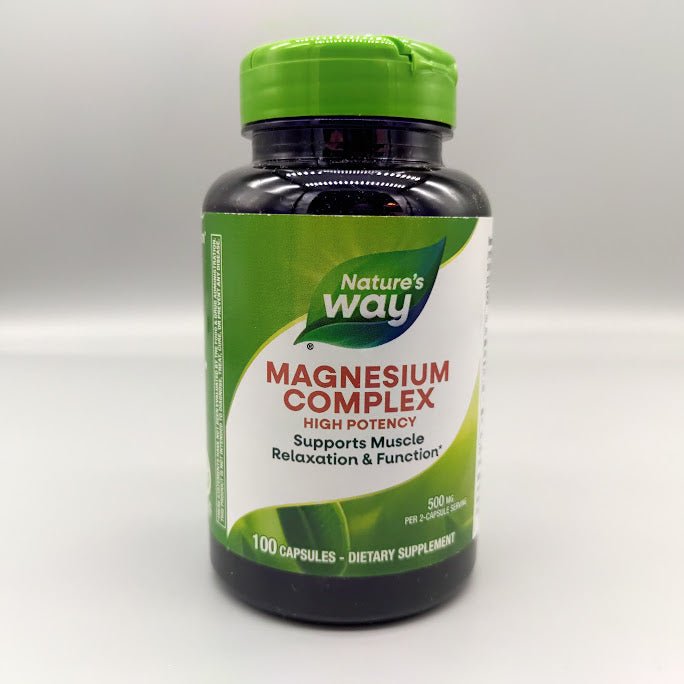 Frasco Magnesium Complex Nature's Way High Potency, Supports Muscle Relaxation & Function*, 100 cápsulas
