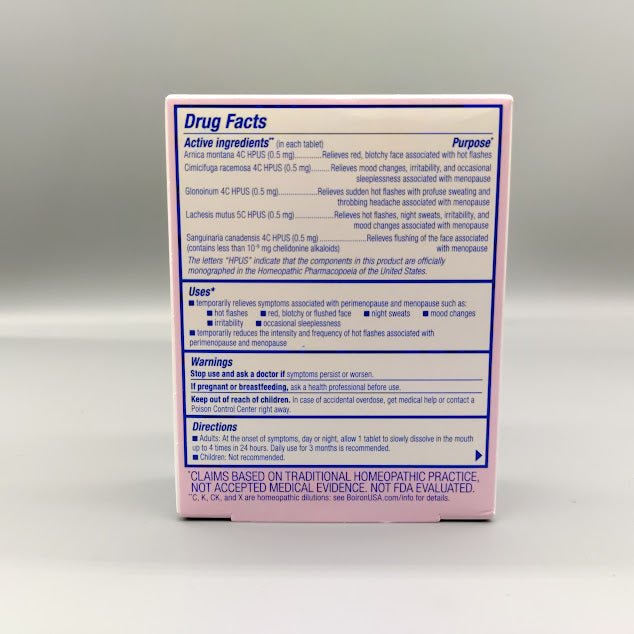 Menopause Relief Boiron Cyclease — Drug Facts con ingredientes activos, usos y modo de uso
