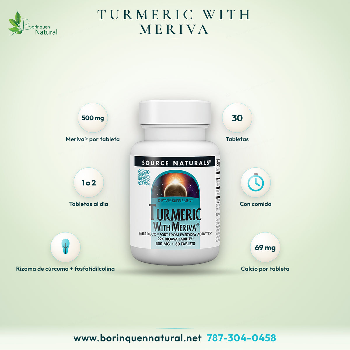 Turmeric with Meriva de Source Naturals, 500 mg de Meriva Turmeric Complex por tableta, frasco de 30 tabletas