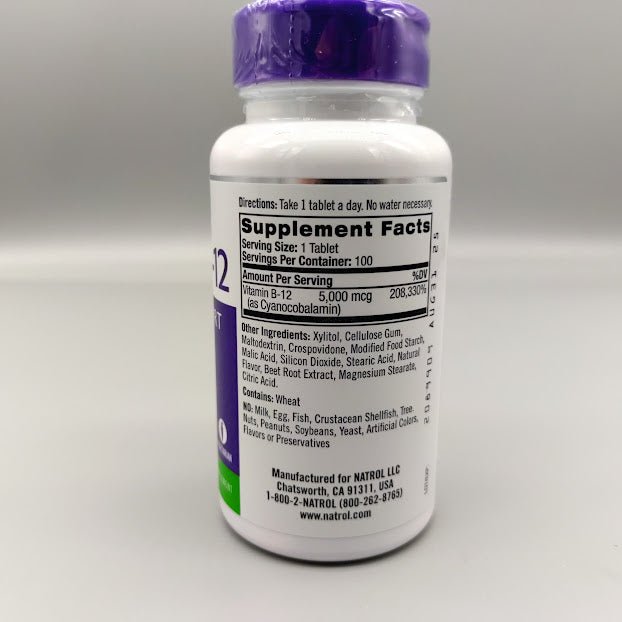 Natrol Vitamin B-12 5000mcg 100-count Fast Dissolve Supplements