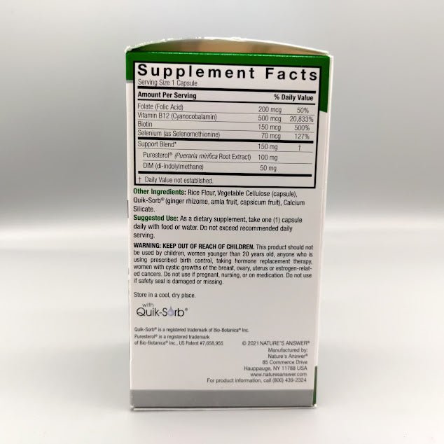 Nature's Answer Pueraria Mirifica Estro Balance, 60 vegetarian capsules — etiqueta del producto