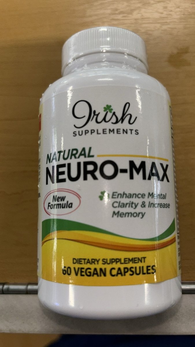 Neuro-Max Irish: Bacopa, Ginkgo y Vitaminas B, 60 Cápsulas Veganas de Irish Supplements
