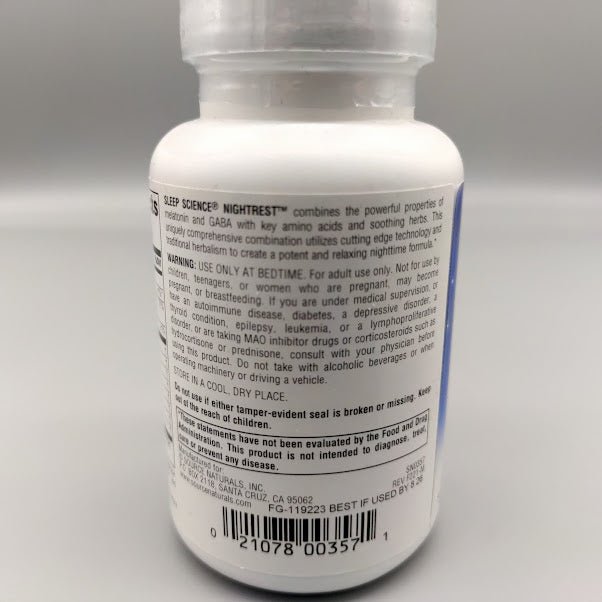 Night Rest with Melatonine 50 tablets de Source Naturals — vista posterior