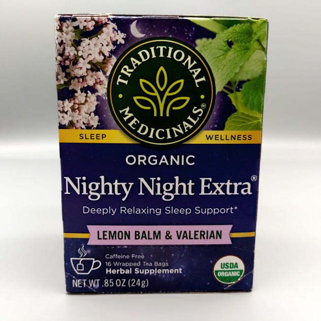 Caja de té Nighty Night Extra con valeriana de Traditional Medicinals, 16 bolsitas (foto de archivo)