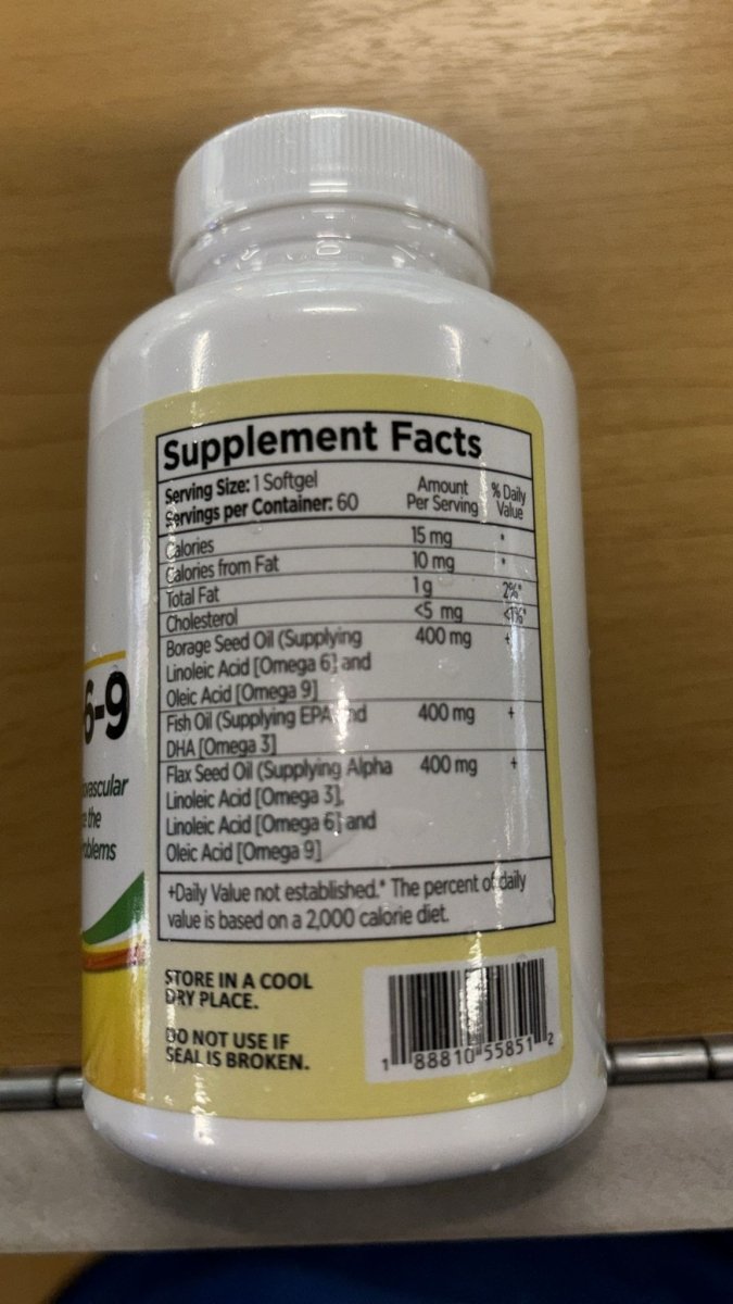 Omega 3-6-9, 1200 mg, 60 Cápsulas Blandas de Irish Supplements — etiqueta con los ingredientes