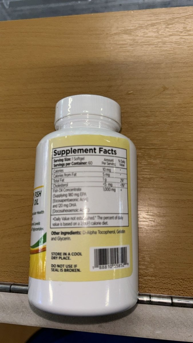 Omega 3 Fish Oil, 1000 mg, 60 Cápsulas Blandas