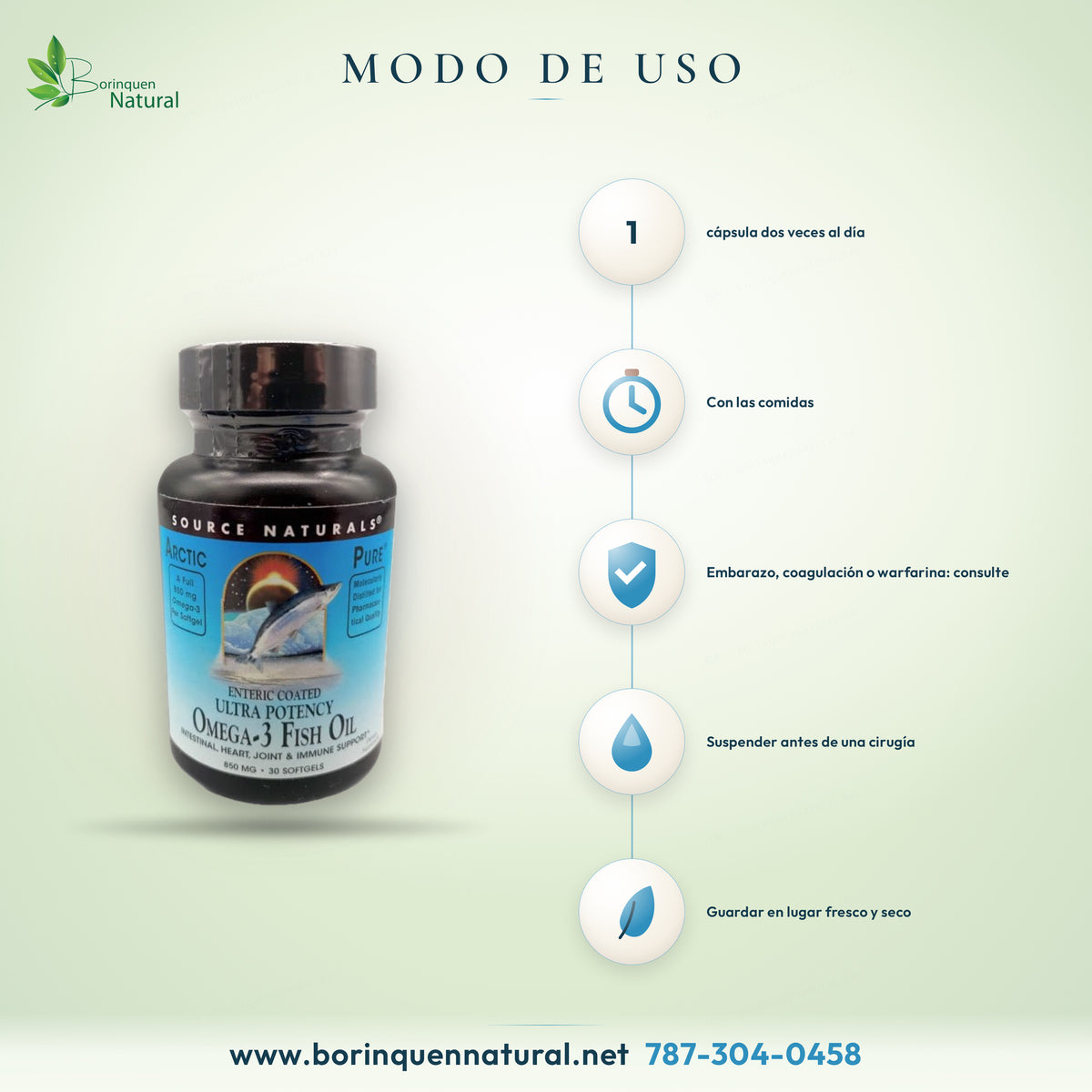 ArcticPure Omega-3 directions: 1 softgel twice daily with meals and stop before surgery