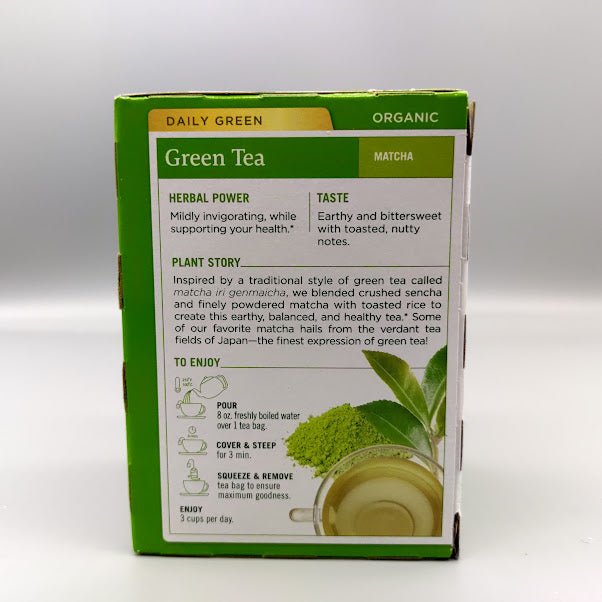 Organic Green Tea Matcha with Toasted Rice 16 BAG de Traditional Medicinals — vista posterior