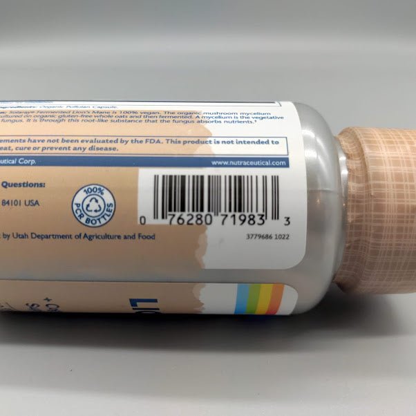 Organically Grown Fermented Lion's Mane Mushroom 500 mg 60 Caps Vegi de Solaray — detalle del producto