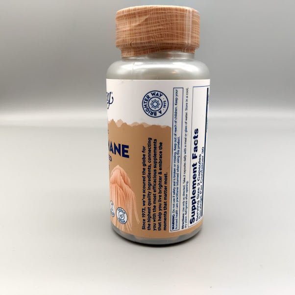 Organically Grown Fermented Lion's Mane Mushroom 500 mg 60 Caps Vegi de Solaray — vista lateral del envase