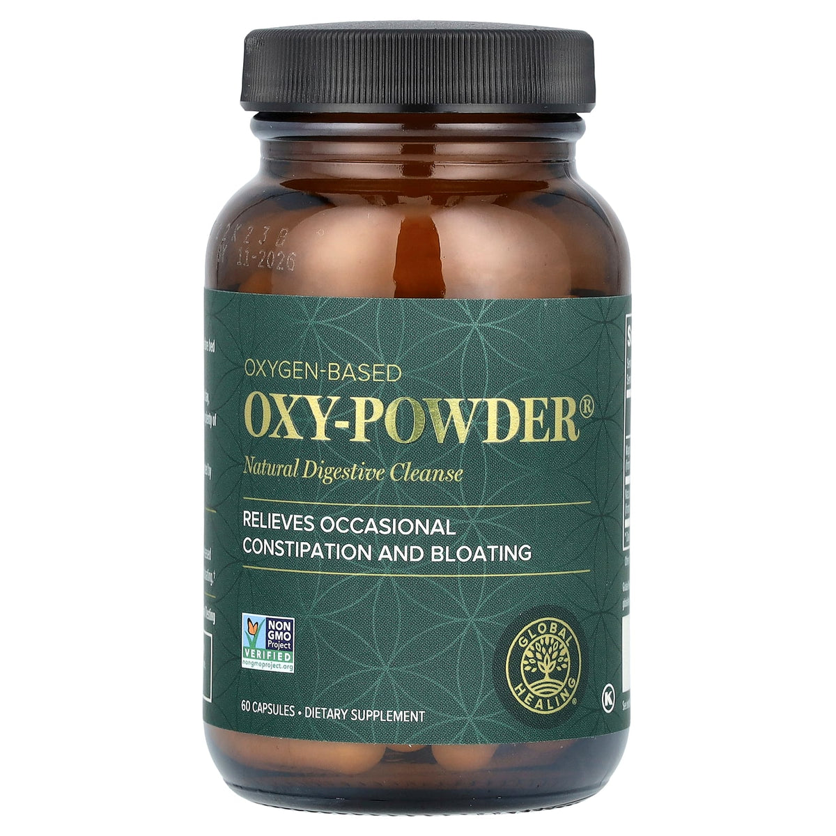 Oxy-Powder 60 cápsulas Global Healing — Natural Digestive Cleanse (foto de archivo)