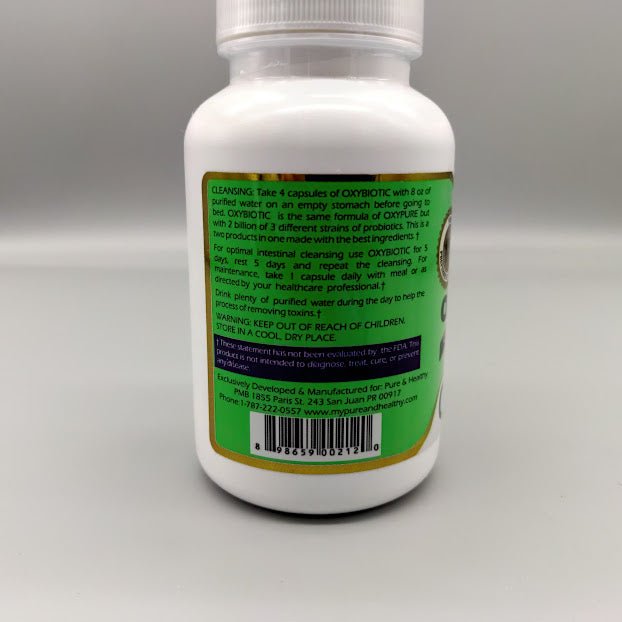 Oxybiotic - Oxygen Based Cleanse - With Probiotic - 60/120Caps - Pure & Healthyb