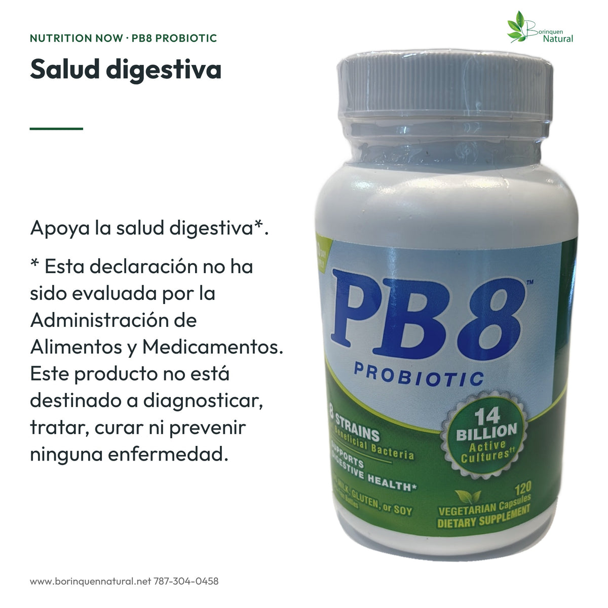 Apoyo a la salud digestiva de PB8 y descargo de la declaración