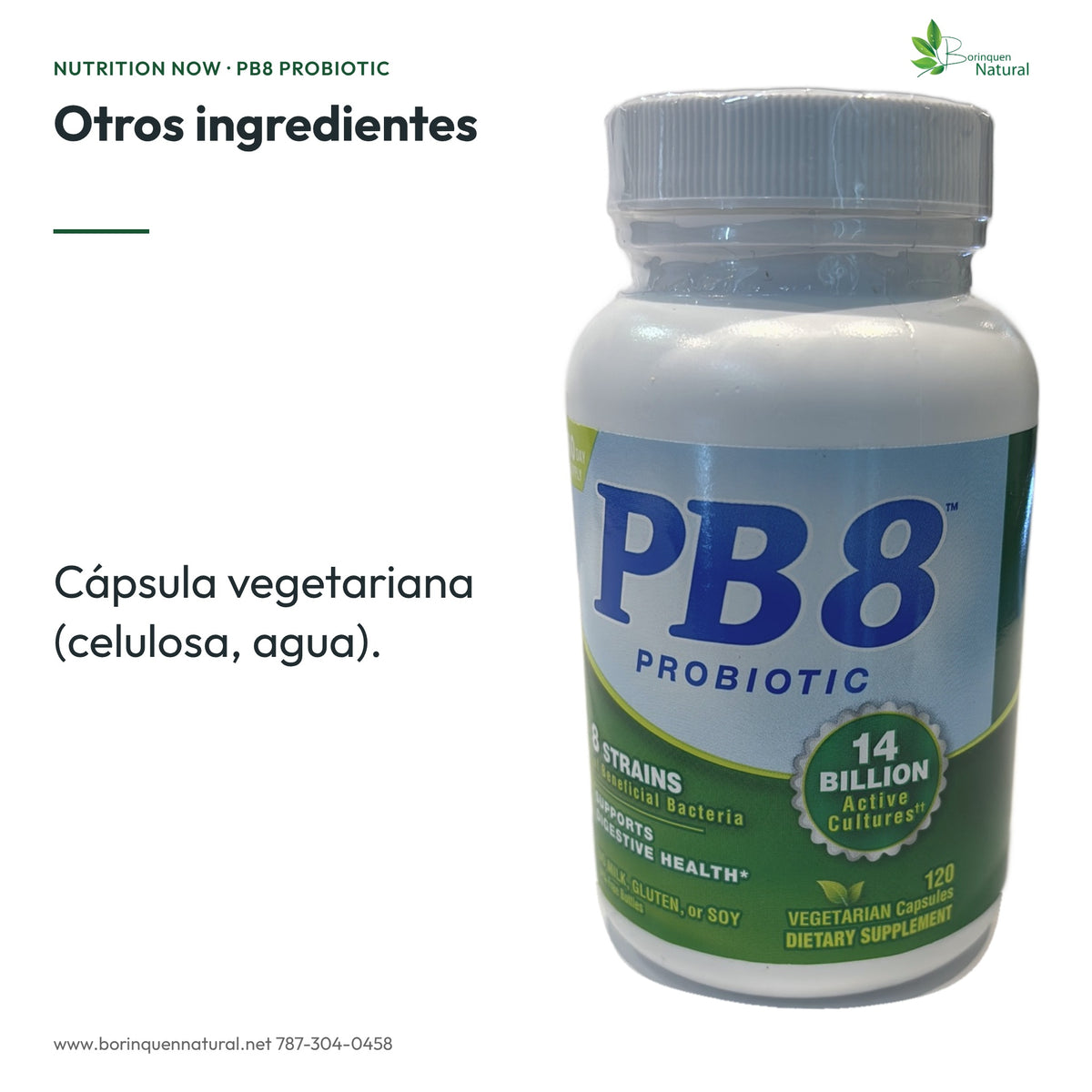 Cápsula vegetariana de PB8: celulosa y agua