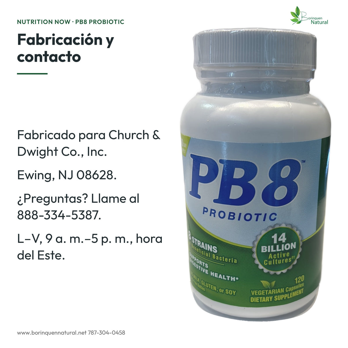 Fabricante de PB8, dirección y teléfono de contacto