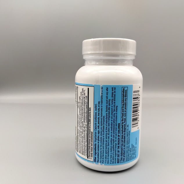 Otro lado del frasco PB8 Probiotic de Nutrition Now