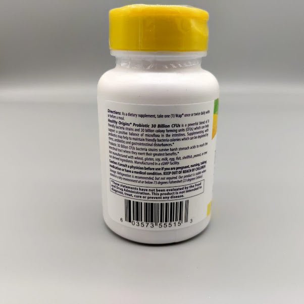 Probiótico 30 Mil Millones UFC Healthy Origins, 8 Cepas 60 Cápsulas — vista posterior del envase
