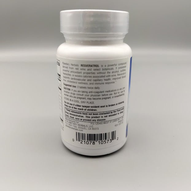 Resveratrol Extract with Red Wine Tablets, 30 Count de Planetary Herbals — vista posterior