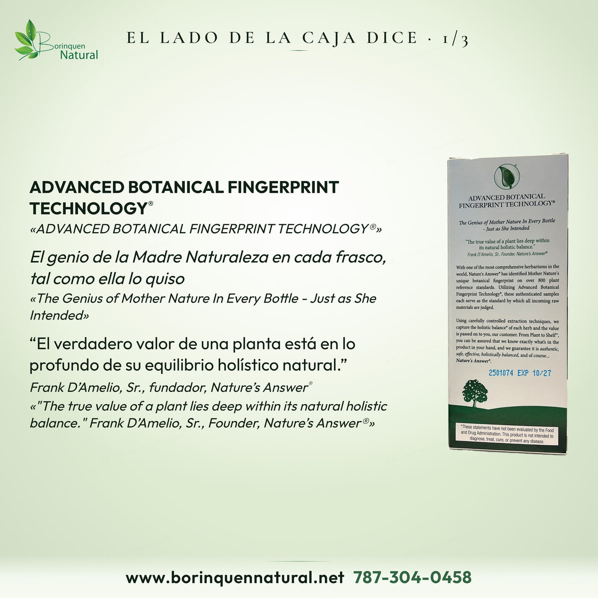 El lado de la caja del Sambucus Immune dice: el genio de la Madre Naturaleza en cada frasco, tal como ella lo quiso