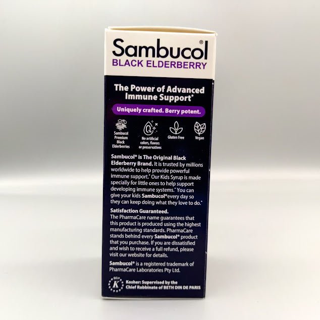 Caja Sambucol Kids: The Power of Advanced Immune Support*, gluten free, vegan, kosher