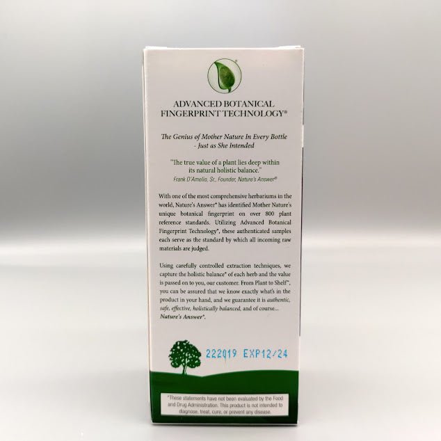 Sambucus Immune - Black Elderberry Extract - 12000 mg - 4oz de Nature's Answer — vista posterior del envase (foto de archivo)