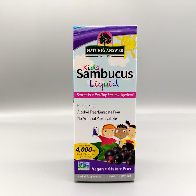Sambucus Kids - Kid's Formula - Infused with Echinacea + Astragalus - 4,000mg Black Elderberries - 4oz (foto de archivo)