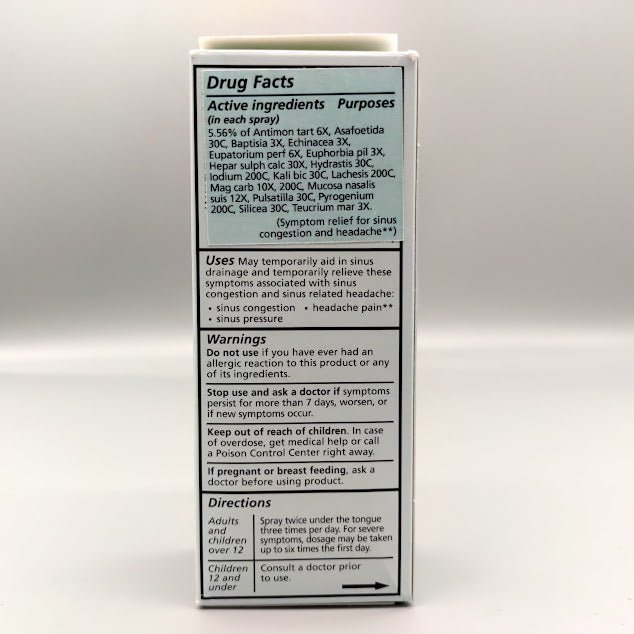 Liddell Sinus 1 oz Spray para Congestión y Dolor de Cabeza de Liddell Laboratories — etiqueta del producto