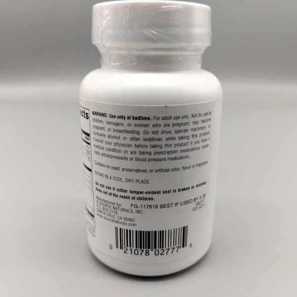 Sleep Rejuvenation 30 Tablets de Source Naturals — vista posterior