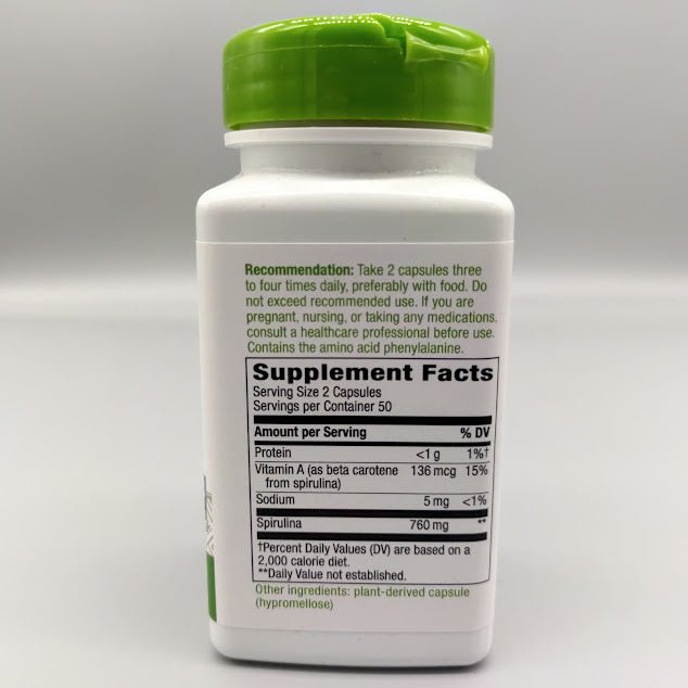 Spirulina Micro Algae 100 Veg Cap 760 MG Nature’s Way (foto de archivo)