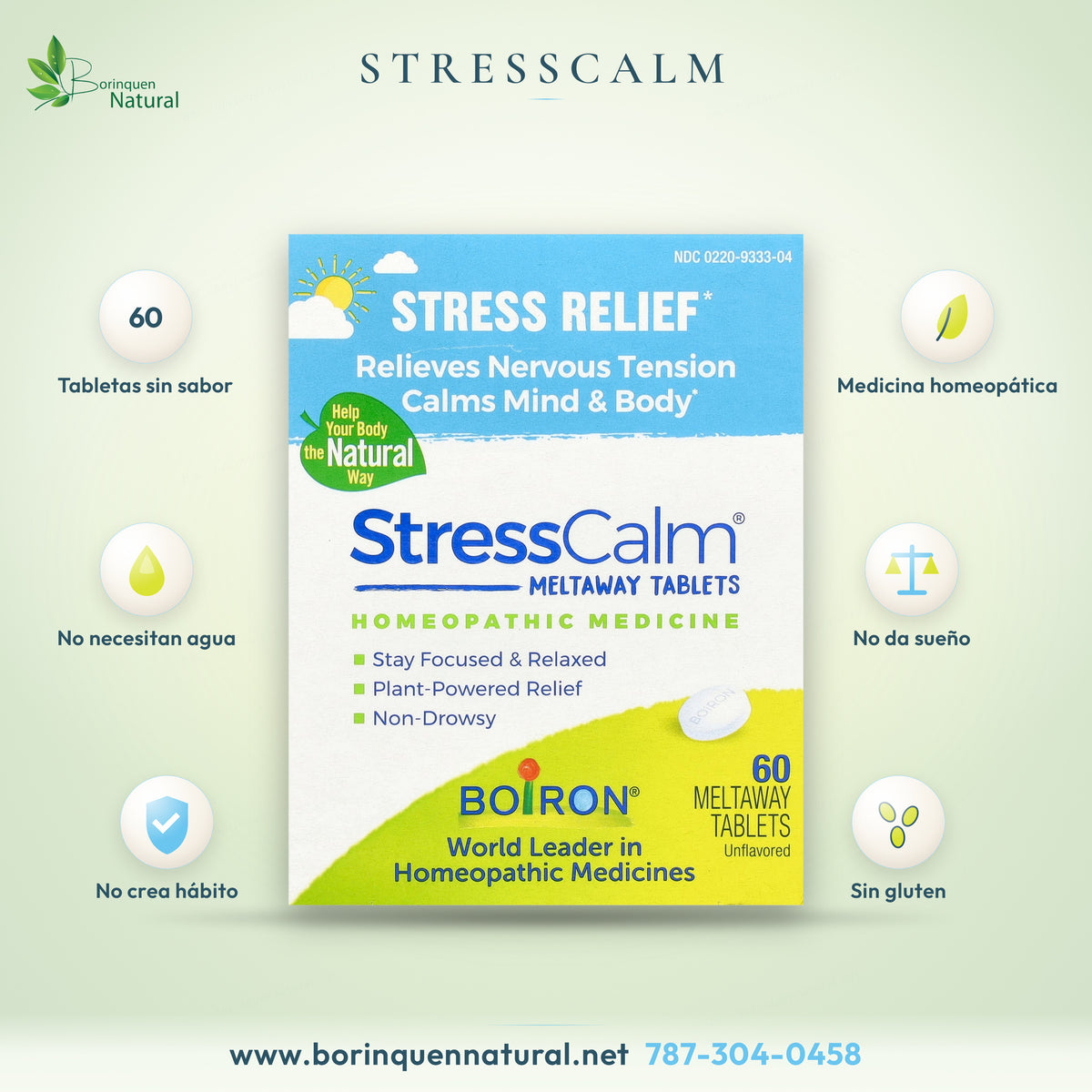 StressCalm Boiron homeopathic medicine, 60 unflavored meltaway tablets