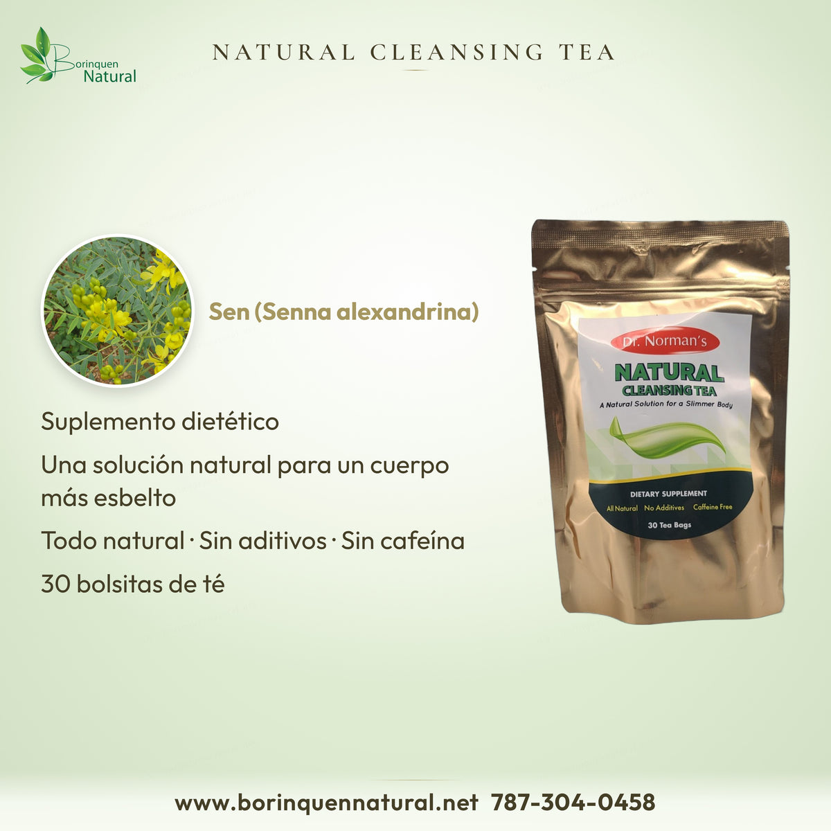 Natural Cleansing Tea de Dr. Norman's: suplemento dietético todo natural, sin aditivos ni cafeína, 30 bolsitas de té
