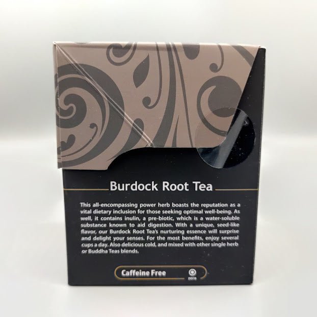 Té de Raíz de Bardana Orgánico Buddha Teas 18 Bolsitas — etiqueta del producto