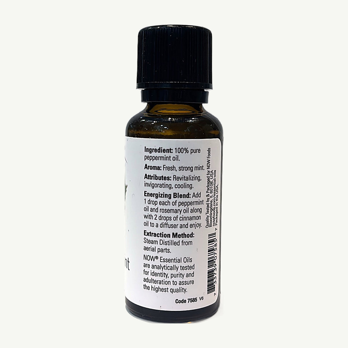 Aceite de menta NOW: foto real del envase tomada en la tienda Borinquen Natural (2 de 4)