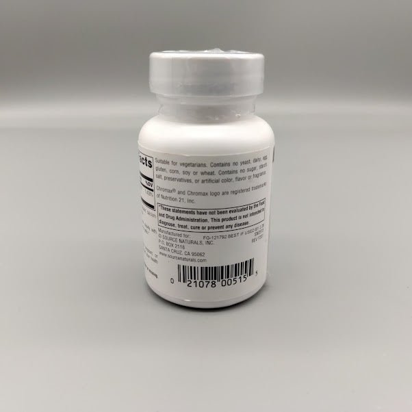 Ultra Chromium - 500MCG - 60 Tablets de Source Naturals — vista posterior