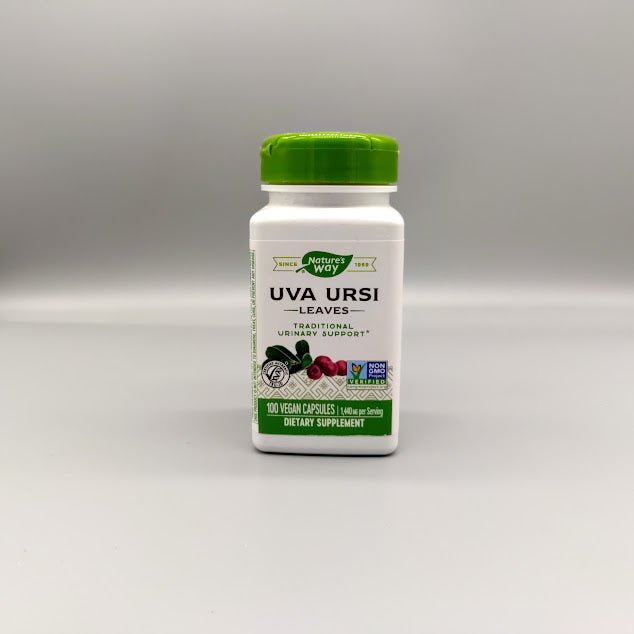 Frente del frasco Nature's Way Uva Ursi Leaves: Traditional Urinary Support*, 100 Vegan Capsules, 1,440 mg
