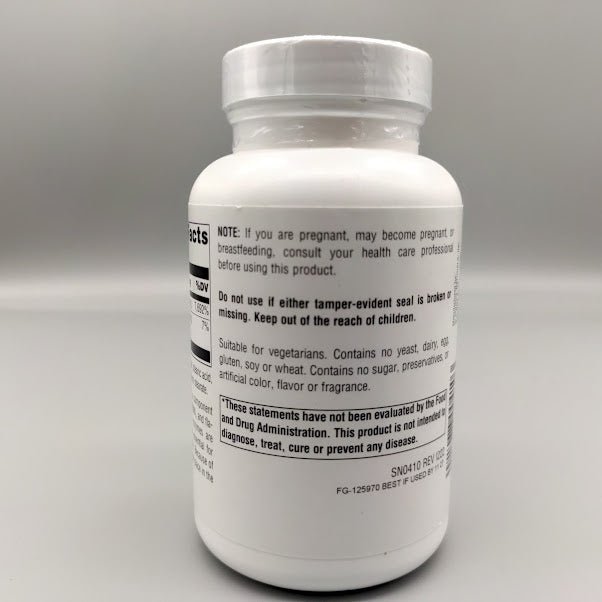 Vitamina B-2 Riboflavina 100 mg Source Naturals, 250 Tabletas — vista posterior del envase